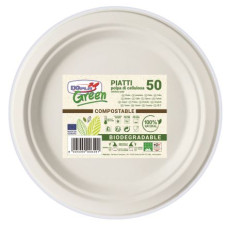 PIATTI GREEN TONDI PIANI DIAM.22 COMPOSTABILE BIO CF.50