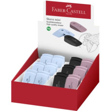 ESPOSITORE 24 GOMME FABER-CASTELL MINI SLEEVE COLORI ASSORTITI NERO
