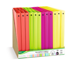 ESPOSITORE 24 RACCOGLITORI 4 ANELLI LEBEZ IN PP A4 Ø 15 MM COLORI NEON