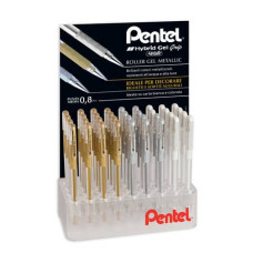 ESPOSITORE 48 PENNE GEL PENTEL HYBRID GRIP METALLIC ASSORTITI