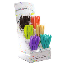 ESPOSITORE 60 PENNARELLI PUNTA IN FIBRA PENTEL BRUSH SIGN PEN TRENDY COLORI ASSORTITI