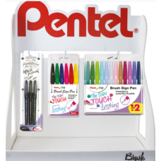 PENTEL BRUSH SIGN PEN  W IL LETTERING  DISPLAY 20 TASCHINE ASSORTITE