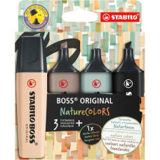 STABILO BOSS NATURE COLORS 4 EVIDENZIATORI TE'-SABBIA-CENERE -NERO