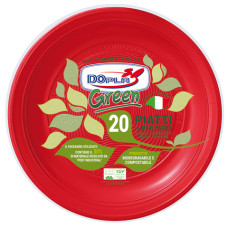 DOPLA GREEN PIATTI PIANI BIODEGRADABILI 220 MM 20 PZ
