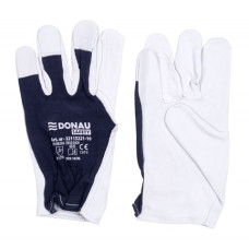 GUANTI DA LAVORO IN PELLE DI CAPRA CON POLSINO ELASTICO BIANCO-BLU NAVY DONAU