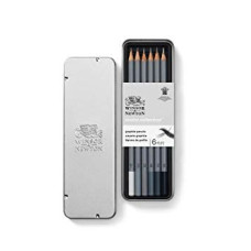 WINSOR NEWTON STUDIO COLLECTION SCATOLA IN METALLO 6 MATITE GRAFITE