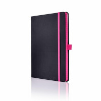 CANGINI TACCUINO NOTES A IVORY BLACK 13X21 CON ELASTICO A QUADRETTI FUXIA
