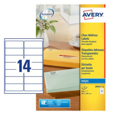 ETICHETTE POLIESTERE TRASPARENTI OPACHE AVERY QUICKPEEL™ 99,1X38,1 MM - 14 ET/FOGLIO - INKJET CONF. 25 FF