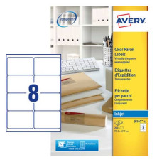 ETICHETTE POLIESTERE TRASPARENTI OPACHE AVERY QUICKPEEL™ 99,1X67,7 MM - 8 ET/FOGLIO - INKJET CONF. 25 FF