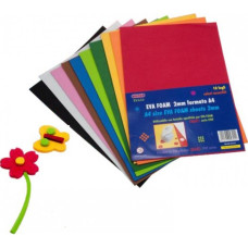 FOGLI DI EVA FOAM IN GOMMA F.TO A4  CONFEZIONE DA 10FF. COLORI ASSORTITI