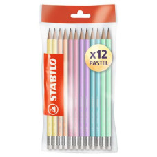 STABILO SWANO MATITA C/GOMMA PASTEL ECO-PACK 12 MATITE COLORI ASSORTITI