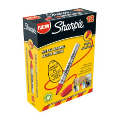 SHARPIE METAL PENNARELLO INDELEBILE PUNTA SCALPELLO CONF. 12 PZ ROSSO