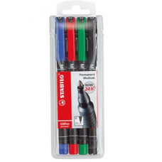 STABILO OHPEN PENNARELLO INDELEBILE PUNTA MEDIA ASTUCCIO 4 COLORI