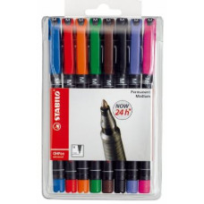 STABILO OHPEN PENNARELLO INDELEBILE PUNTA MEDIA ASTUCCIO 8 COLORI