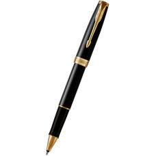 PARKER SONNET LACQUE BLACK GT PENNA ROLLER PUNTA FINE