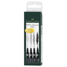 FABER CASTELL PITT ARTIST PEN CF.4 PZ. NERO F-S-M-B