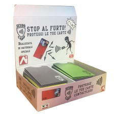  ESPOSITORE PORTATESSERE PER CARTE CONTACTLESS SCUDOCARD CROMO  CF.54 18 FANTASIE ASSORTITE