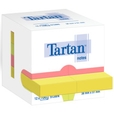 FOGLIETTI RIPOSIZIONABILI TARTAN™ NOTES 51X38 MM COLORI ASSORTITI NEON - CONF. 12 BLOCCHETTI DA 100 FF