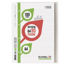 BLOCCO COLLATO RAMBLOC RINFORZATO 21X29,7 CM  40 FF 80 G CONF. 4 PZ 