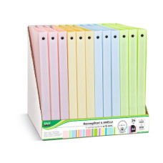 ESPOSITORE CON 24 RACCOGLITORI A 4 ANELLI LEBEZ IN PP - FORMATO A4 Ø 15 MM - VARIETà DI COLORI