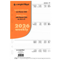 CANGINI RICAMBIO AGENDA 2026 SETTIMANALE PER ORGANIZER 6 FORI - FORMATO 14,5X21 CM (A5)