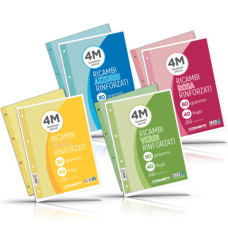 RICAMBI RINFORZATI COLORATI BLASETTI PER QUADERNI AD ANELLI A4 80 G/M² - 40 FF - QUADRETTI 4 MM AZZURRO