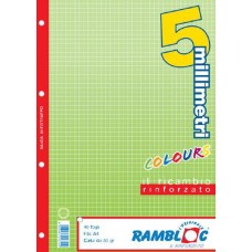 RAMBLOC RICAMBIO QUADERNO AD ANELLI RINFORZATO 40FF 21X30 (A4) -5M- VERDE