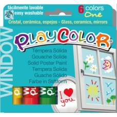 PLAYCOLOR TEMPERA SOLIDA WINDOW ONE 6 COL.ASS.10GR.