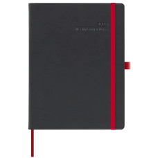 AGENDA GRANDE 2026 BLACK COLOR BORDO ROSSO – SETTIMANALE 19X25 CM