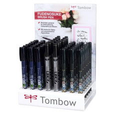 ESPOSITORE 48 MARKER CALLIGRAFICI TOMBOW FUDENOSUKE NERO PUNTA BRUSH ASSORTITI