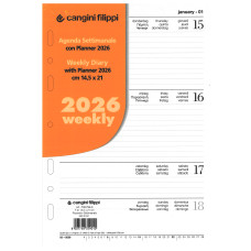 CANGINI RICAMBIO AGENDA 2026 SETTIMANALE PER ORGANIZER 6 FORI – FORMATO 14,5X21 CM (A5)